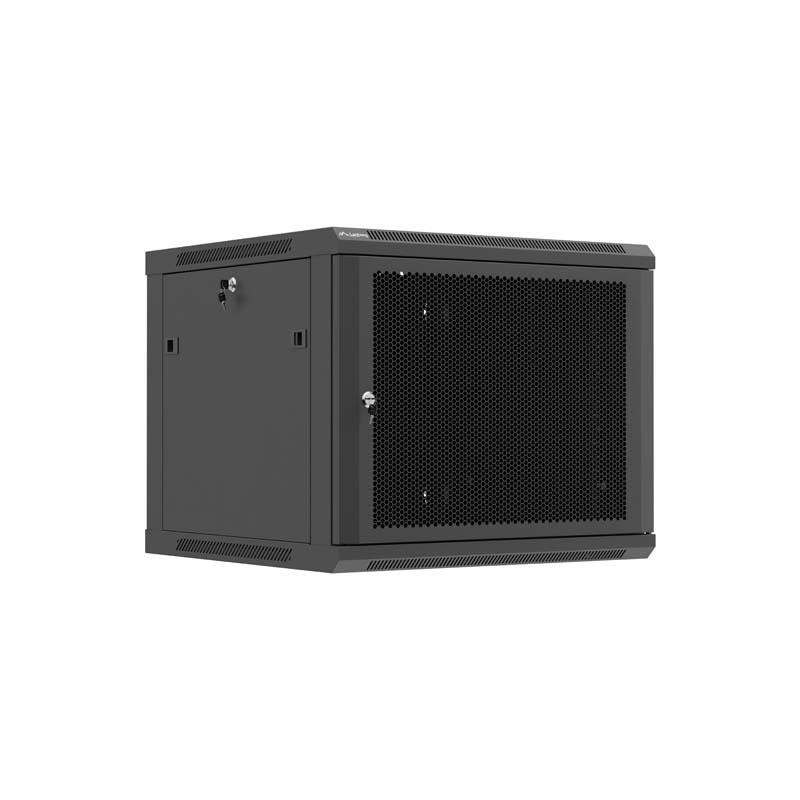 Szafa instalacyjna Rack Lanberg wisząca 19" 9U 600x600 czarna drzwi perforowane (flat pack)