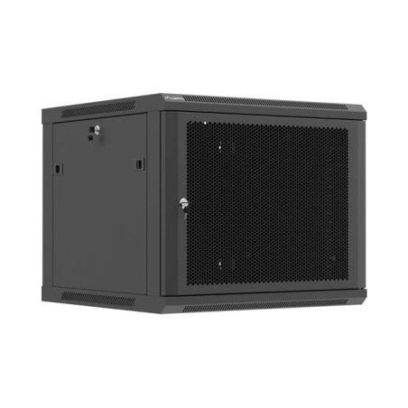 Szafa instalacyjna Rack Lanberg wisząca 19" 9U 600x600 czarna drzwi perforowane (flat pack)