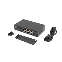 Switch niezarządzalny Lanberg 8x 100Mb PoE+/2x 1Gb Rack 10"/19" Gigabit Ethernet 120W