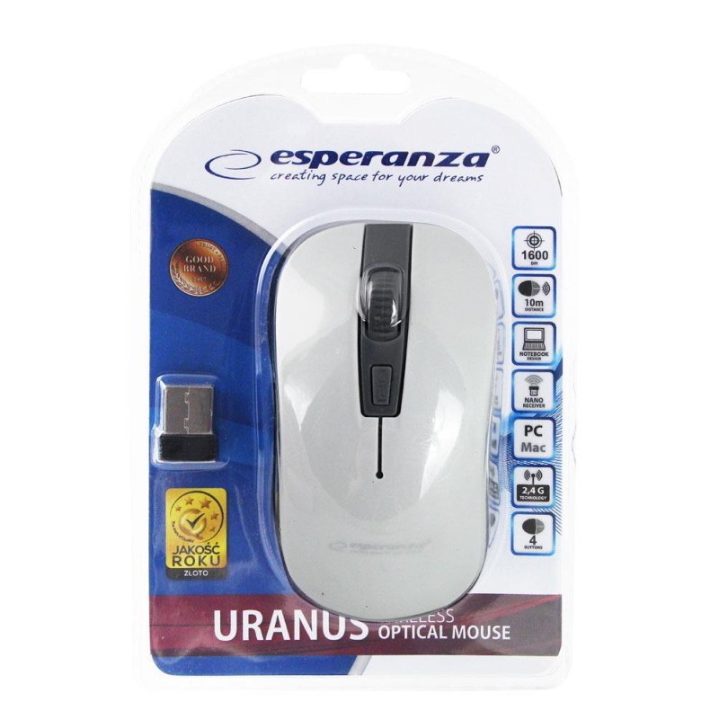 Mysz bezprzewodowa Esperanza Uranus 2.4GHz 4D biało-szara