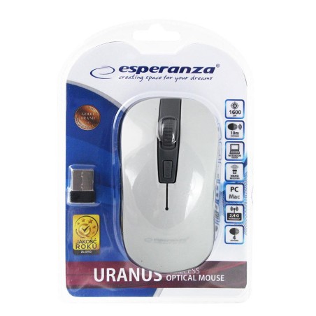 Mysz bezprzewodowa Esperanza Uranus 2.4GHz 4D biało-szara