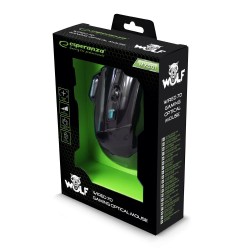 Mysz przewodowa Esperanza MX201 Wolf optyczna Gaming 7D USB czarno-niebieska
