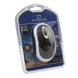 Mysz bezprzewodowa Titanum 3D "Vulture" optyczna. 2.4 GHz czarno-biała