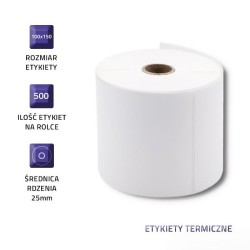 Etykiety termiczne Qoltec 100x150mm | 500szt