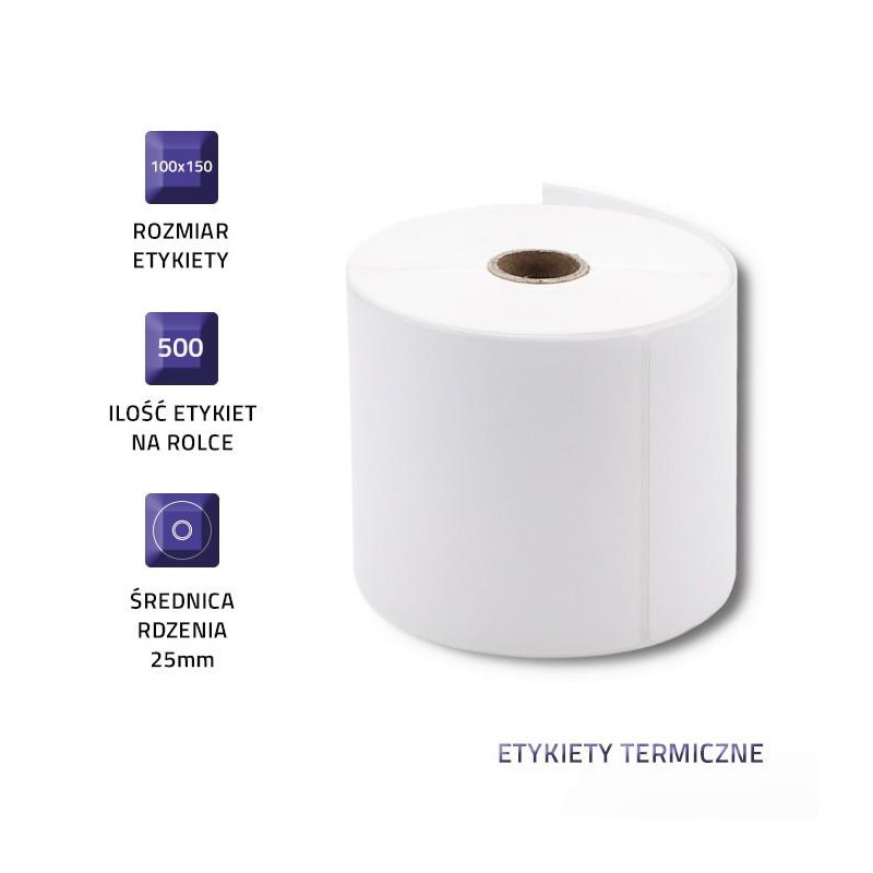 Etykiety termiczne Qoltec 100x150mm | 500szt