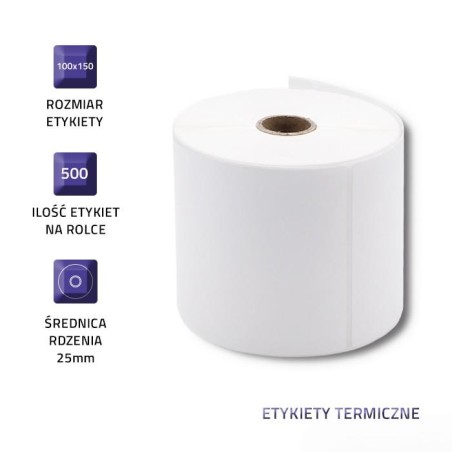 Etykiety termiczne Qoltec 100x150mm | 500szt