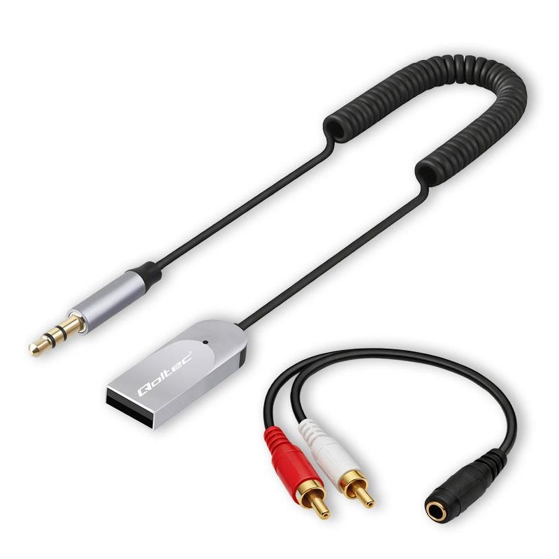 Adapter Qoltec bezprzewodowy odbiornik dźwięku Audio HiFu Home&Car | Bluetooth 6.0 | 2 x RCA | 1 x AUX MiniJack 3.5mm | USB | Mi