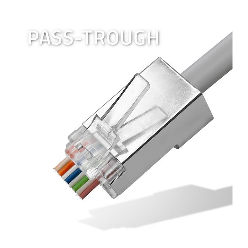 Wtyk QOLTEC przelotowy złącze RJ45 | CAT6 | FTP | Pass Through | Pozłacane styki | 10 sztuk