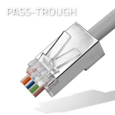 Wtyk QOLTEC przelotowy złącze RJ45 | CAT6 | FTP | Pass Through | Pozłacane styki | 10 sztuk