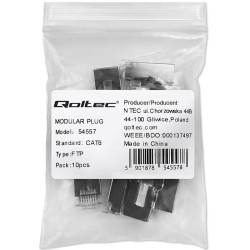 Wtyk QOLTEC złącze modularne RJ45 | CAT6 | FTP | Pozłacane styki | 10 sztuk