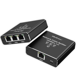 Switch niezarządzalny Qoltec mini rozdzielacz splitter 1x3 port RJ45 | 1000Mbps | USB-C | Aluminium