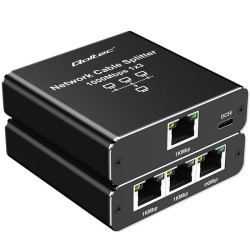 Switch niezarządzalny Qoltec mini rozdzielacz splitter 1x3 port RJ45 | 1000Mbps | USB-C | Aluminium