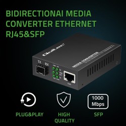 Switch niezarządzalny Qoltec Dwukierunkowy Media Konwerter 1x RJ45 1x SFP | 1000Mb/s | 5V
