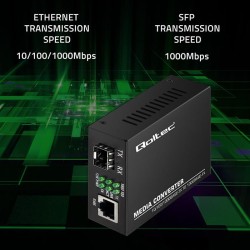 Switch niezarządzalny Qoltec Dwukierunkowy Media Konwerter 1x RJ45 1x SFP | 1000Mb/s | 5V