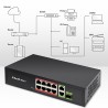 Switch niezarządzalny Qoltec przełącznik sieciowy FAST Ethernet 8x RJ45 PoE 2x RJ45 Uplink 1x SFP | 120W | 1000 Mb/s