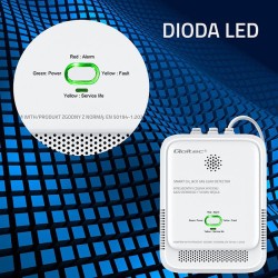 Czujnik wycieku gazu ziemnego i tlenku węgla Qoltec | alarm 85dB | LED