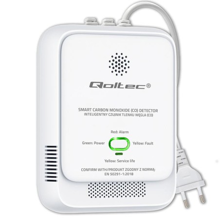 Czujnik tlenku węgla Qoltec (czadu) | detektor CO | alarm 85dB | LED