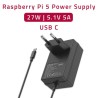 Ładowarka Qoltec Super FAST PD do Raspberry PI 5 | USB-C | 27W | 5-12V | 1.8-5A | Czarny