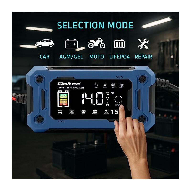 Ładowarka inteligentna Qoltec mikroprocesorowa 12V 15A do AGM GE