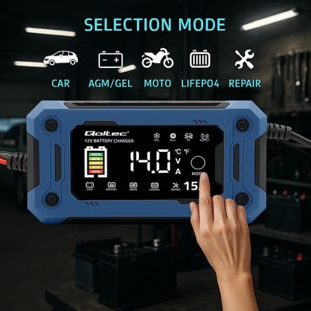 Ładowarka inteligentna Qoltec mikroprocesorowa 12V 15A do AGM GE
