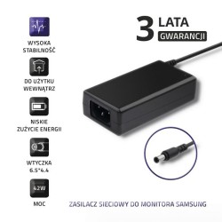 Zasilacz sieciowy Qoltec do monitora Samsung 42W | 14V | 3A | 6.5*4.4+pin | +kabel zasilający