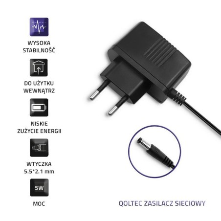 Zasilacz sieciowy Qoltec wtyczkowy 5W | 5V | 1A | 5.5*2.1