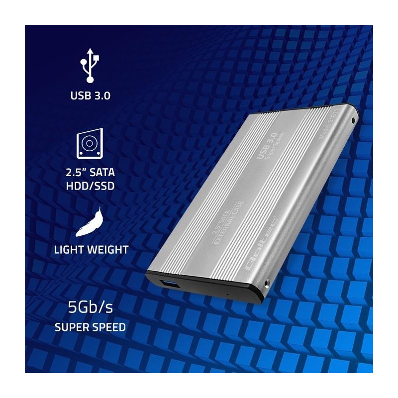 Obudowa/kieszeń Qoltec do dysków HDD SSD 2.5" SATA3 | USB 3.0 | Srebrny