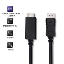 Kabel Qoltec DisplayPort v1.2 męski | HDMI męski | 5K| 3m