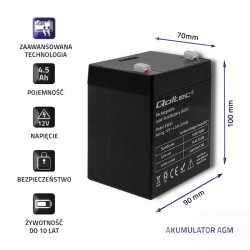 Akumulator AGM Qoltec 12V | 4.5Ah