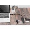 Hub USB 3.0/Koncentrator DIGITUS 4-portowy SlimLine USB A + adapter USB-C 0,2m 5Gbps złącze zasilania USB-C