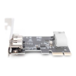Kontroler Firewire (400) DIGITUS PCI Express, 3xZew. IEEE1394a 6pin + Mini, Low Profile