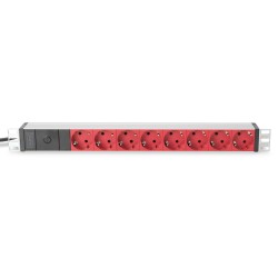 Listwa zasilająca DIGITUS PDU 19" RACK 8xSchuko kabel 2m 1xC14 16A wł./wył. zabezpieczenie aluminiowa