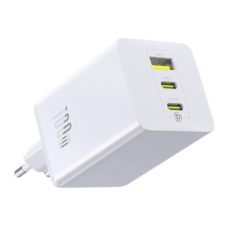 Ładowarka sieciowa Baseus GaN EnerFill FE11 P10182102213-00 szybka 100W 2xUSB-C PD + 1xUSB biała