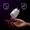 Ładowarka sieciowa Qoltec 35W GaN ULTRA | 5-20V | 2.25-3A | 1 x USB typ C PD | 1 x USB | Biała