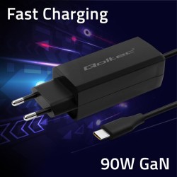 Ładowarka sieciowa Qoltec 90W GaN Super Fast | 5-20V | 3-4.5A | USB-C 3.1 | Laptop | Smartfon | Tablet