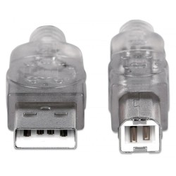 Kabel USB Manhattan USB 2.0 A-B M/M, 5m, srebrny