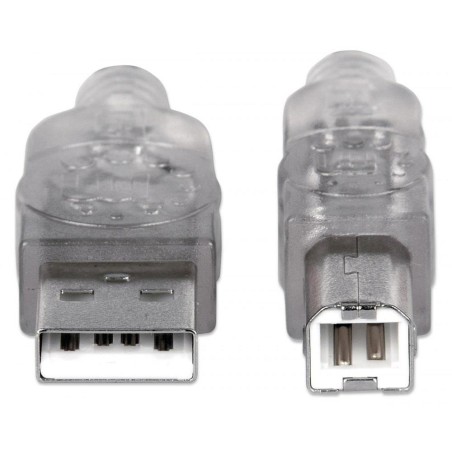 Kabel USB Manhattan USB 2.0 A-B M/M, 5m, srebrny