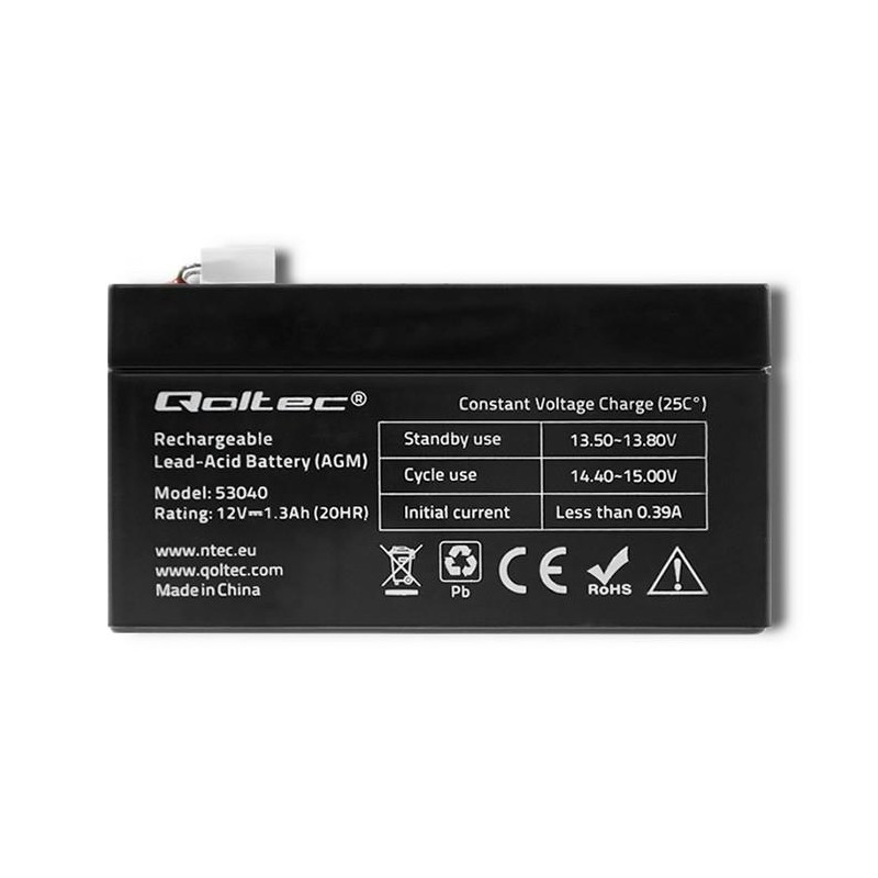 Akumulator AGM Qoltec 12V | 1.3Ah
