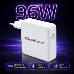Ładowarka sieciowa Qoltec 96W | USB-C 3.0 | 5-20V | 3-4.8A