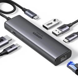 Adapter hub USB-C 6w1 Ugreen CM512 45000 2x USB 3.0 + HDMI + 2x USB-C + RJ45