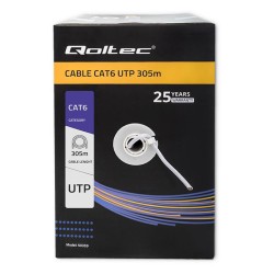 Kabel sieciowy Qoltec skrętka UTP | CAT6 | 305m | PCV szary