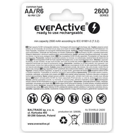 Akumulatorki AA/R6 everActive Professional Line 2600 mAh 4 sztuki