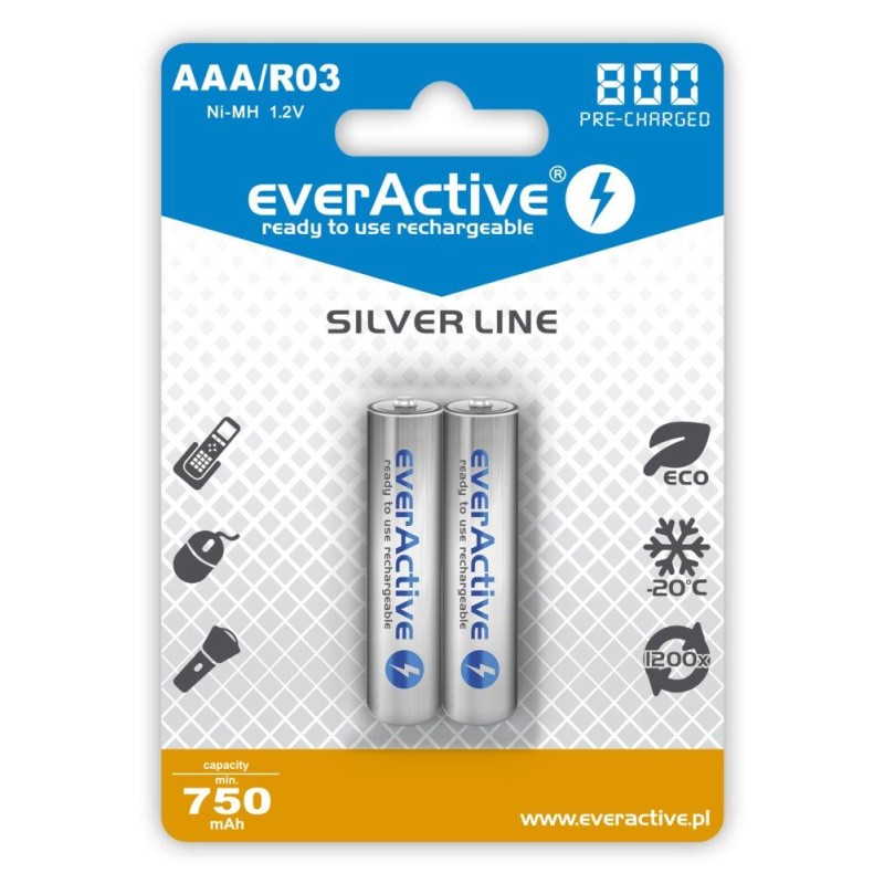 Akumulatorki AAA/R03 everActive Silver Line 800 mAh 2 sztuki