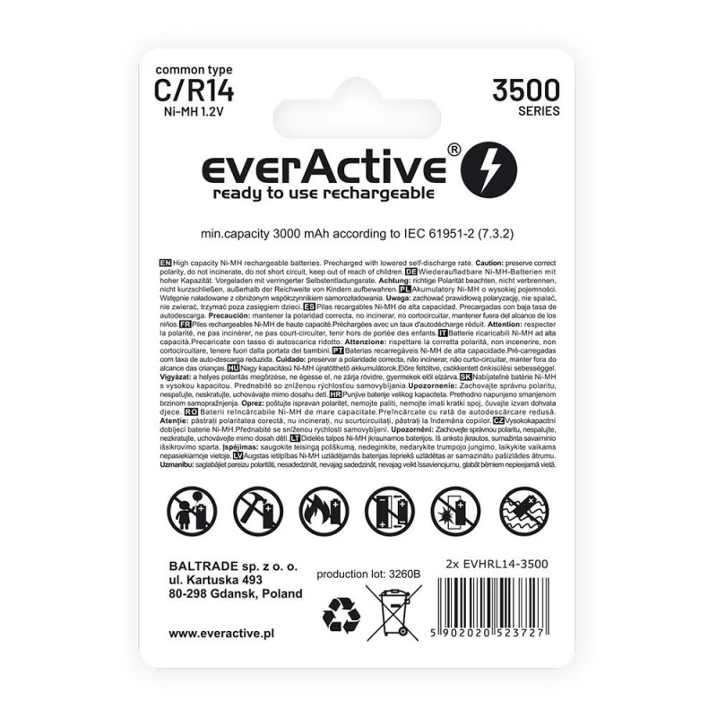Akumulatorki C/R14 everActive Professional Line 3500 mAh 2 sztuki