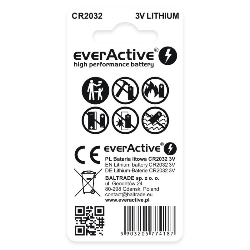 Baterie litowe CR2032 everActive blister 2szt.
