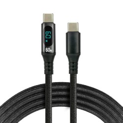 Kabel USB-C - USB-C everActive CBB-1PDL 1m 60W wbudowany wyświetlacz czarny