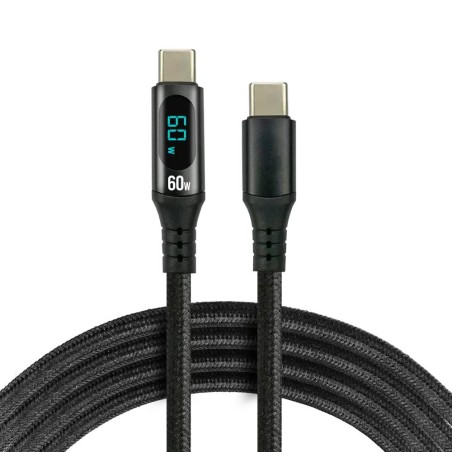 Kabel USB-C - USB-C everActive CBB-1PDL 1m 60W wbudowany wyświetlacz czarny