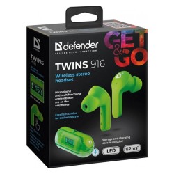 Słuchawki z mikrofonem Defender TWINS 916 bezprzewodowe Bluetooth zielone