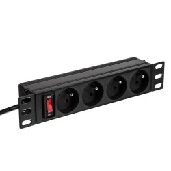 Listwa zasilająca PDU Netrack 10'' 1U, 230V/16A, 4xE, ALU
