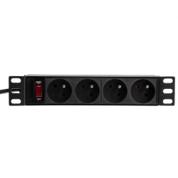 Listwa zasilająca PDU Netrack 10'' 1U, 230V/16A, 4xE, ALU